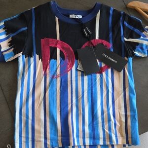 Dolce & Gabbana Kids Striped Blue T-Shirt